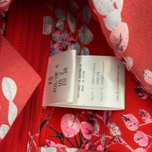 🆕 BRONX & BANCO 🧿 NWOT Bedouin Red Floral Ruffle Tiered Mini Dress, Sz XS US 2 - Picture 15 of 16